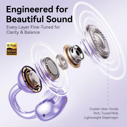 Miniatura 5 de Kinglucky Gen2 Auriculares de clip con aretes de mariposa, carga y almacenamiento sin quitar los aretes, ajuste cómodo y 50 horas de reproducción