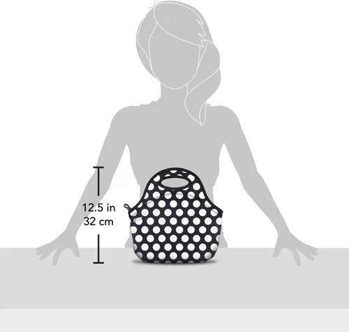 Miniatura 3 de BUILT Gourmet Getaway Bolsa Tote de Almuerzo de Neopreno Suave - Ligera, Aislada y Reutilizable, Talla Única, Big Dot Negro y Blanco