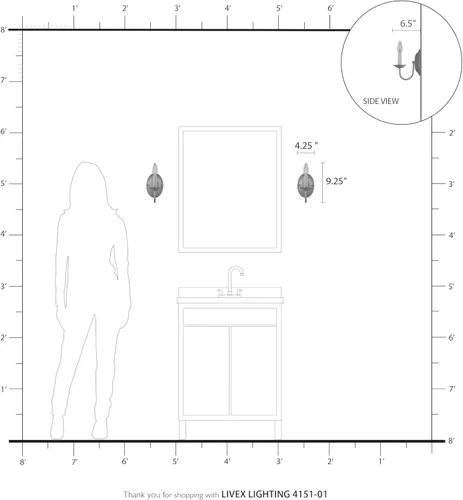 Miniatura 6 de Livex Lighting 4151-01 Aplique de pared sin pantallas, Latón Antiguo, 4.25"An x 7"Al