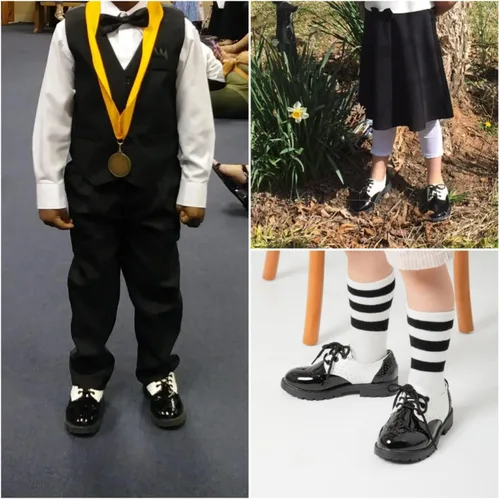 Miniatura 43 de KIDSUN Zapatos de vestir para niño y niña, cómodos zapatos Oxford con cordones para uniforme escolar, mocasines planos (bebé/niño pequeño) E-negro