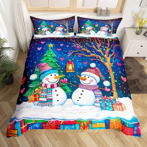 Miniatura 29 de Funda de edredón de Papá Noel, juego de ropa de cama para niños, funda de edredón de flores rosas para decoración de habitación de niños y niñas