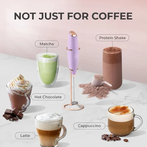 Miniatura 327 de Zulay Milk Boss Espumador de leche potente manual, hace espuma para latte, batidor para mezclar bebidas, café, miniespumador para capuchino, frappé