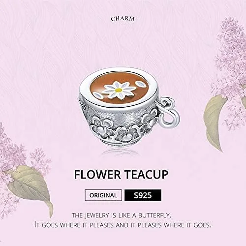 Miniatura 2 de Pulseras de cuentas de tetera para mujer, plata esterlina, cristal azul, circón, cuentas de taza de té para pulseras o collares