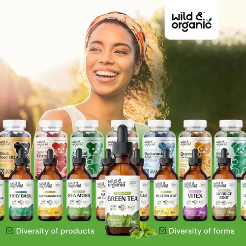 Miniatura 8 de Wild & Organic Gotas Líquidas de Extracto de Té Verde - Suplemento Antioxidante - Suplementos Naturales de Té Verde con Camellia Sinensis - Tintura
