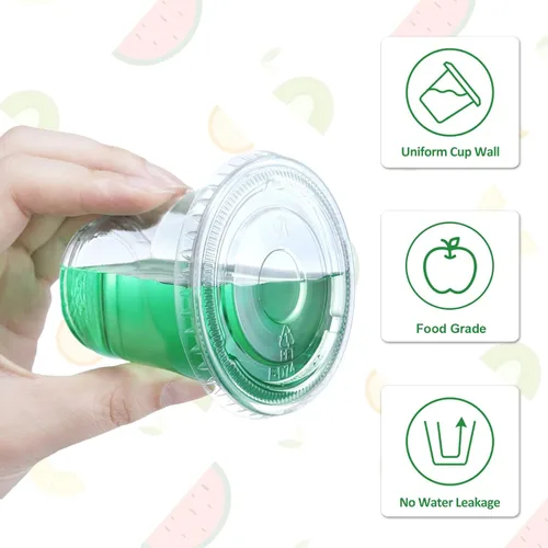 Miniatura 3 de Eupako Vasos de plástico desechables de 5 onzas con tapas, 200 juegos, vasos de gelatina, tazas de soufflé, tazas de condimentos, tazas de frutas 5