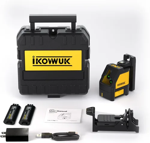 Miniatura 7 de IKOVWUK Nivel láser autonivelante, láser de línea cruzada verde para colgar fotos y construcción, soporte magnético de 180° y soporte de techo, 2