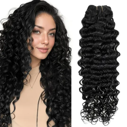 Miniatura 11 de Hetto - Extensiones de cabello humano onduladas con clip, color #2 castaño oscuro, extensiones de cabello humano natural para cabeza completa