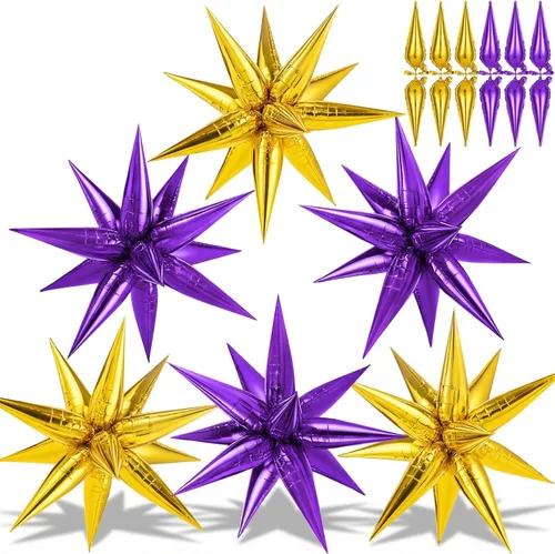 Miniatura 23 de 72 unidades de globos de estrella, grandes globos de cono de estrella metálicos de 26 pulgadas, globos de papel de aluminio de explosión colorida