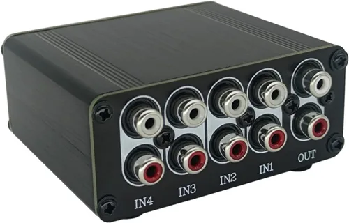Miniatura 4 de Mezclador de audio RCA de 4 canales Mezclador de línea estéreo Caja de control de niveles mini pasivo R41