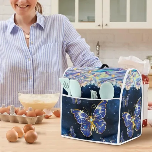 Miniatura 4 de Gomyblomy Fundas para licuadora de mariposas, fundas para máquina de café con asas y bolsillos de pañuelos, fundas ligeras para tostadoras