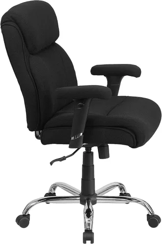 Miniatura 5 de Flash Furniture HERCULES Series Big & Tall - Silla de oficina ergonómica de tela negra de 400 libras con costuras de línea y brazos ajustables