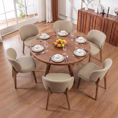 Miniatura 29 de YOUNIKE Silla de comedor con respaldo alto, silla única de cocina estilo moderno de mediados de siglo, silla acentuada sin brazos de tela bouclé