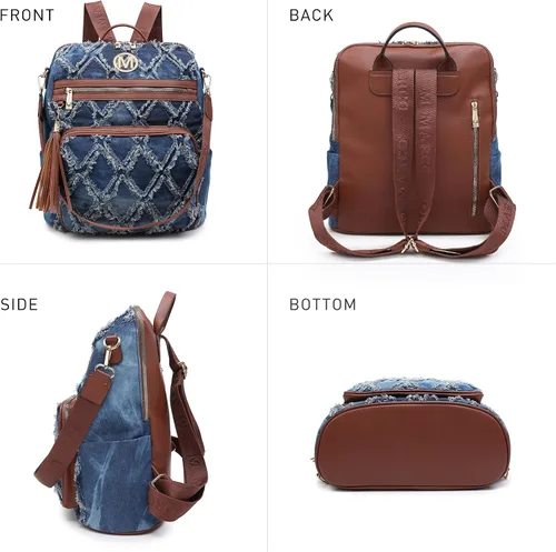 Miniatura 90 de MKP COLLECTION Mochila de moda para mujer, bolsa convertible grande para mujer, mochila de viaje, bolsa de hombro, juego de 2 piezas con borla, Beige