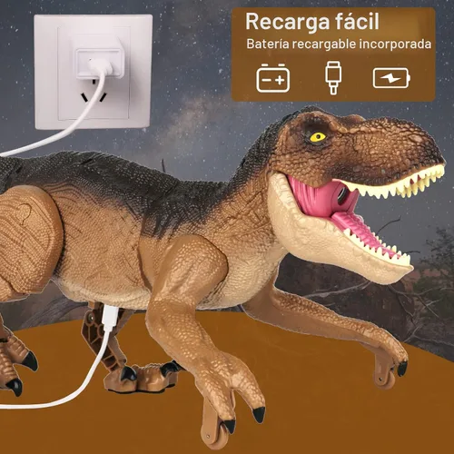 Miniatura 5 de IQKidz Juguetes de Dinosaurio con Control Remoto para Niños de 3 4-7 8-12 - Regalos de T-Rex Grande y Realista RC para Niños, Dino Interactivo