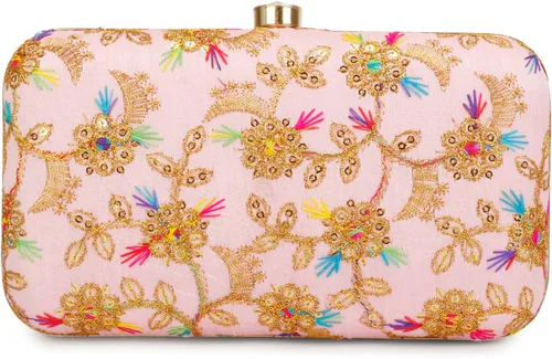 Miniatura 2 de LONGING TO BUY Embrague de caja de diseño hecho a mano para mujeres, embrague bordado Zari para mujeresembrague de mano para mujeres
