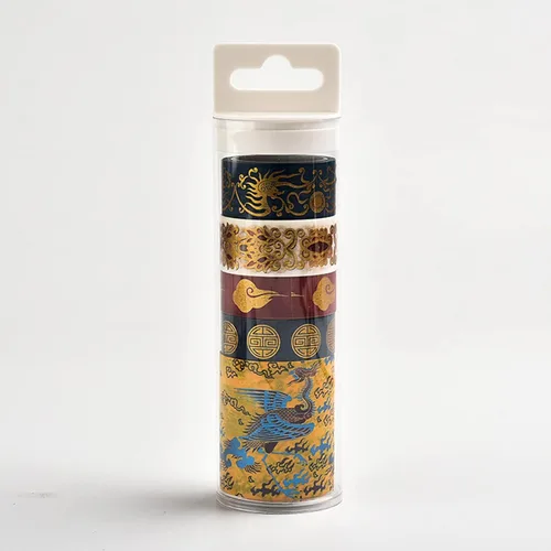 Juego de 5 rollos de cinta adhesiva Washi de 15/20/1.969 in de ancho, cintas decorativas de dragón y fénix de estilo retro, para suministros