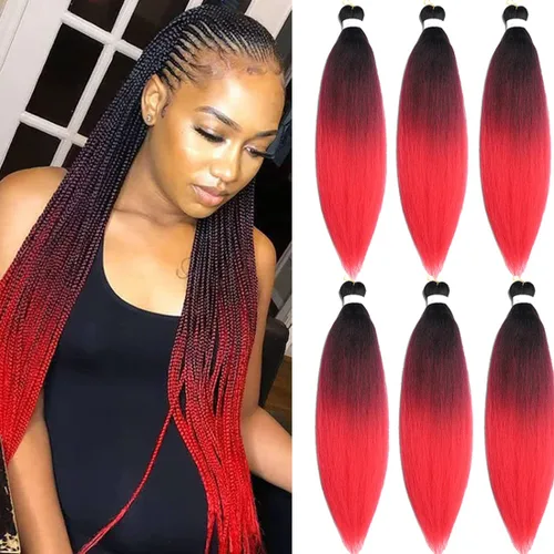 Miniatura 21 de Extensiones de cabello trenzado morado preestiradas, 20 pulgadas, 2 piezas de cabello sintético trenzado para niñas y mujeres, fiesta, disfraz