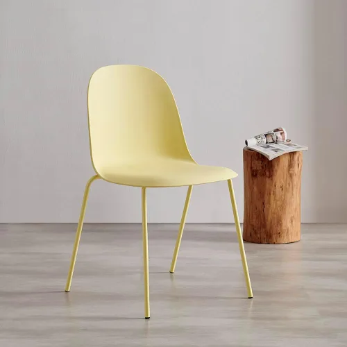 Miniatura 3 de Juego de 4 sillas de comedor negras, sillas de cocina apilables de plástico, silla clásica para interiores y exteriores con patas de metal