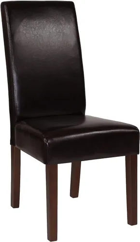 Miniatura 19 de Flash Furniture Greenwich Series Black LeatherSoft - Silla de comedor Parsons de mediados de siglo con parte trasera tapizada