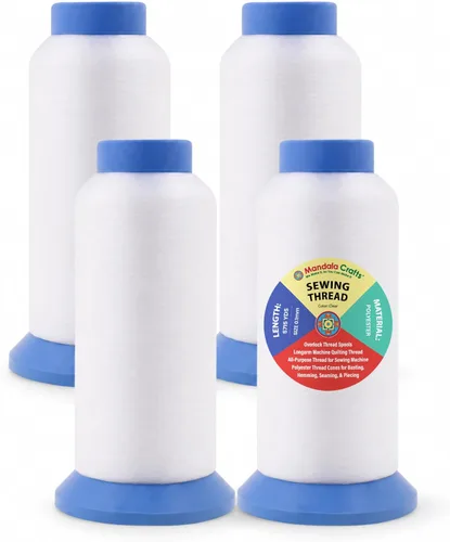 Miniatura 114 de Mandala Crafts 4 Pack of Serger Threads Cones Spools - 20S/2 24000 Yards Polyester Baby Blue Threads for Sergers Machine and Overlock Quilting