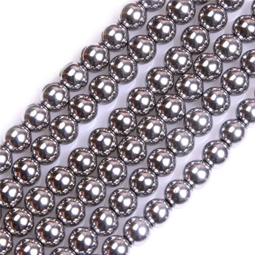 Miniatura 26 de GEM-Inside - Cuentas sueltas de hematita negra natural no magnética de 0.079 pulgadas, cuentas redondas de energía para fabricación de joyas, 15