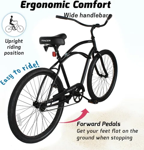Miniatura 3 de Tracer ACE - Bicicleta crucero de playa de una sola velocidad de 26 pulgadas con freno de posavasos para hombres y mujeres, varios