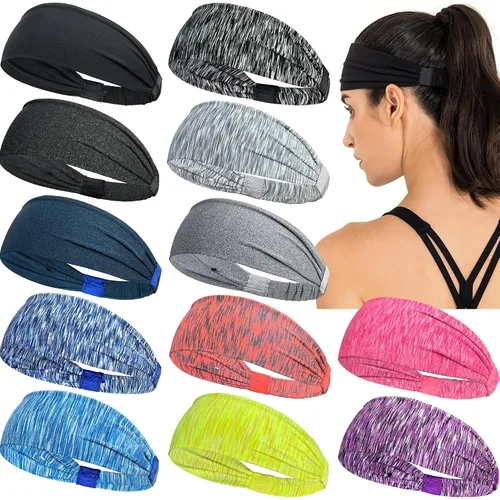 CÉLLOT - Paquete de 12 bandas para la cabeza para correr para hombres, banda para el sudor deportiva para mujeres, banda para la cabeza deportiva
