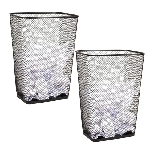 Miniatura 8 de Mind Reader Cubo de basura de malla, cesta de papel usado, cuadrado, oficina, malla metálica, 9.75 pulgadas de largo x 9.75 pulgadas de ancho x Negro