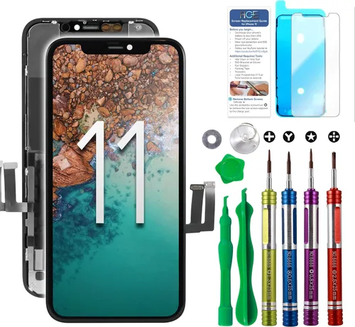 Reemplazo de pantalla LCD compatible con iPhone 11 de 6.1 pulgadas (modelo A2111, A2223, A2221) Pantalla táctil 3D Asamblea de marco digitalizador