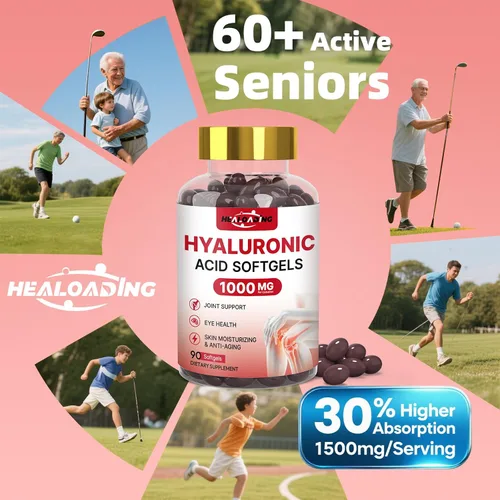 Miniatura 5 de Suplementos de ácido hialurónico 1000mg Softgels: Suplementos para articulaciones para hombres Ácido hialurónico para hidratación de la piel