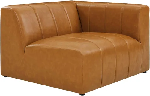 Miniatura 4 de Modway EEI-4513-TAN Bartlett - Sofá biplaza de cuero vegano de 2 piezas, color marrón