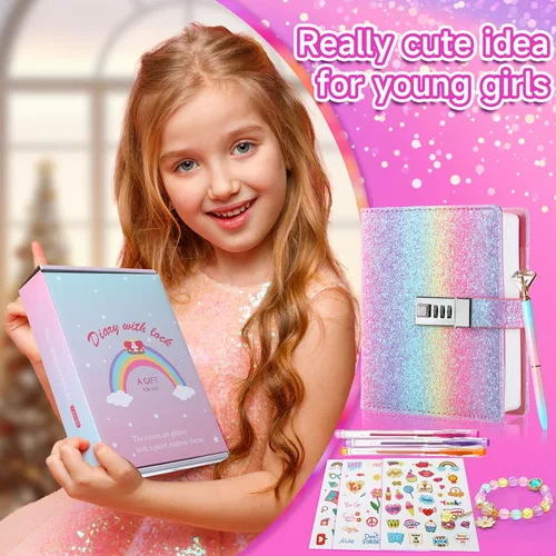 Miniatura 7 de Diario con candado para niñas, diarios con contraseña bloqueada para adolescentes, regalos de diario secreto para niñas de 9, 10, 11, 12 años, juego