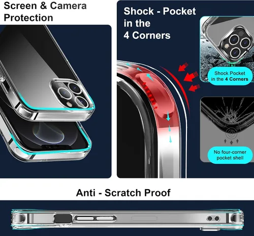 Miniatura 4 de CEDO Funda con función atril para iPhone 14 Pro Max, ajustable en 3 direcciones con soporte de metal, protección contra golpes de grado militar