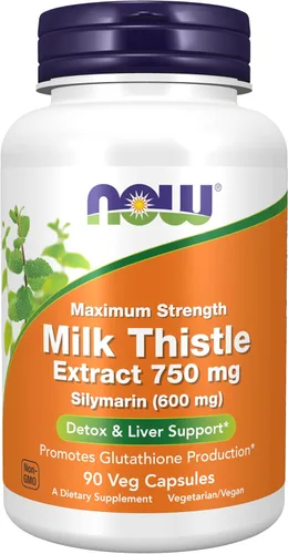 Now Foods Extracto de cardo mariano 750 mg de silimarina (600 mg), fuerza máxima - 90 cápsulas vegetales