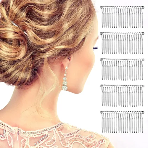 Miniatura 5 de 5 peines para el cabello para mujer, accesorios de metal, peine de pelo de novia, 20 dientes, peine de velo de boda, peine decorativo para mujeres