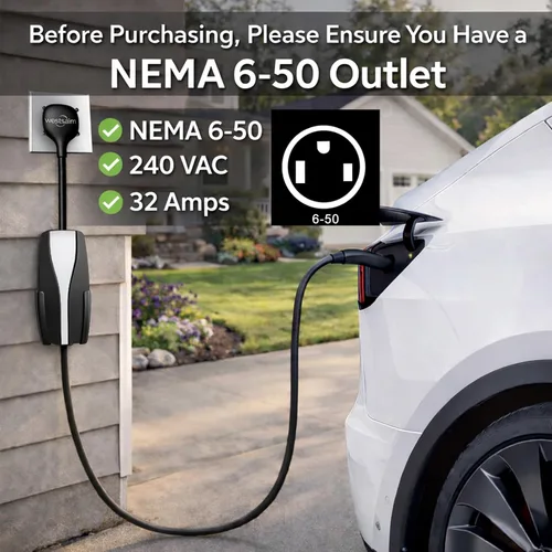 Miniatura 5 de Adaptador para Tesla NEMA 6-50, Adaptador de Cargador Móvil Tesla para Gen 2 y 3 SOLAMENTE, enchufe de 240V y salida 6-50 a 32 amperios de 10