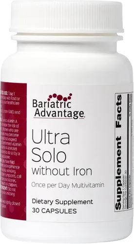 Bariatric Advantage Ultra Solo Sin Hierro - Multivitamínico diario una vez al día - para pacientes bariátricos - con tiamina, vitamina A y más - Sin