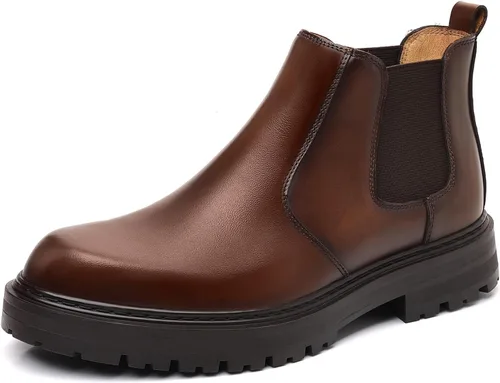 Miniatura 11 de Holy dove Botas Chelsea con plataforma y puntera ancha para hombre, botas casuales de vestir al tobillo