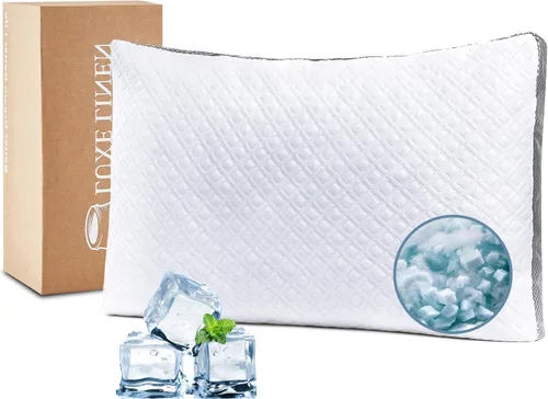 Miniatura 9 de Almohada de cama de algodón orgánico tamaño estándar Almohada ajustable de espuma viscoelástica triturada para dormir lateral y estómago, paquete