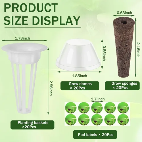 Miniatura 6 de DECYOOL Cápsulas de semillas de jardín, kit de 48 cápsulas hidropónicas: kit de cultivo de cualquier cosa con 12 cestas de cultivo, 12 esponjas