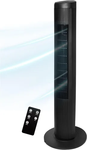 Seasons Comfort Ventilador de torre oscilante de 40 pulgadas con control remoto y 3 ajustes de velocidad, oscilación de 55 grados, silencioso -