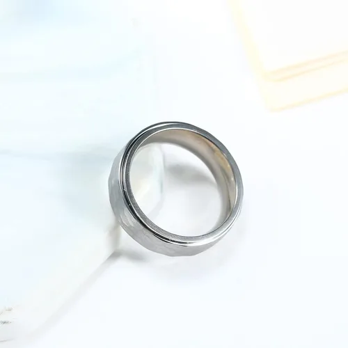 Miniatura 7 de Anillo giratorio de titanio de tungsteno de 0.2360.315 pulgadas para hombre, tamaño medio, sin níquel, anillo de ansiedad para hombres y mujeres