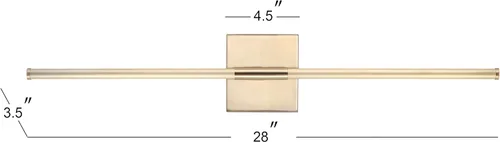Miniatura 4 de JONATHAN Y Aplique de pared LED integrado de latón dorado de 28 pulgadas, luz de tocador de metal para espejo de baño, dormitorio, pasillo, elegante