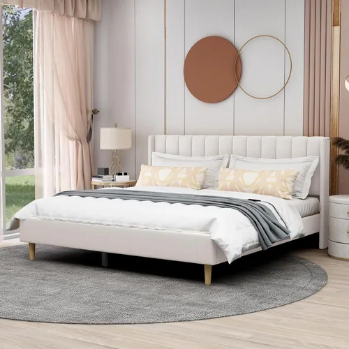 Miniatura 13 de AGARTT Marco de Cama Plataforma Tapizada Tamaño Queen con Cabecero y Pie de Cama/Soporte de Listones de Madera/No Necesita Somier/Fácil Montaje