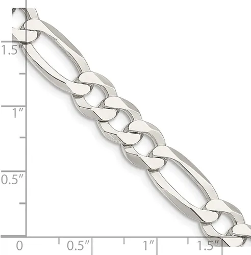 Miniatura 4 de Plata de Ley 8,5mm. Pulido Plana Figaro collar de cadena, pulsera o tobillera, plata de ley