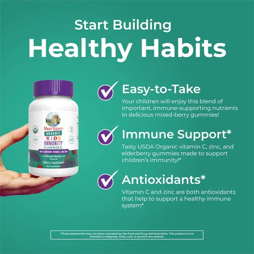 Miniatura 5 de MaryRuth Organics Gomitas de Apoyo Inmunológico para Niños USDA Organic Gomitas de Vitamina C, Zinc y Saúco para Niños Apoyo Inmunológico