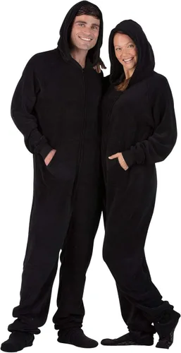 Footed Pajamas - Adult Chenille Hoodie Onesie One-Piece Pajama Jumpsuits for Men and Women Pjs Unisex