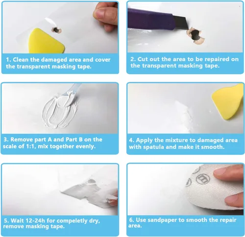 Miniatura 3 de NADAMOO Kit de reparación de bañera y azulejos, kit de reparación de ducha de azulejos blancos para piedra acrílica de cerámica de porcelana