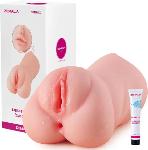 Miniatura 10 de ZEMALIA - Masturbador masculino 3 en 1, vagina de bolsillo con boca realista, vagina texturizada y ano apretado. Juguete para sexo oral, bombeo