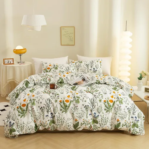 Miniatura 10 de ECOCOTT Juego de funda de edredón floral tamaño Queen, 100% algodón lavado, sensación de lino, 3 piezas, funda de edredón vintage con cierre